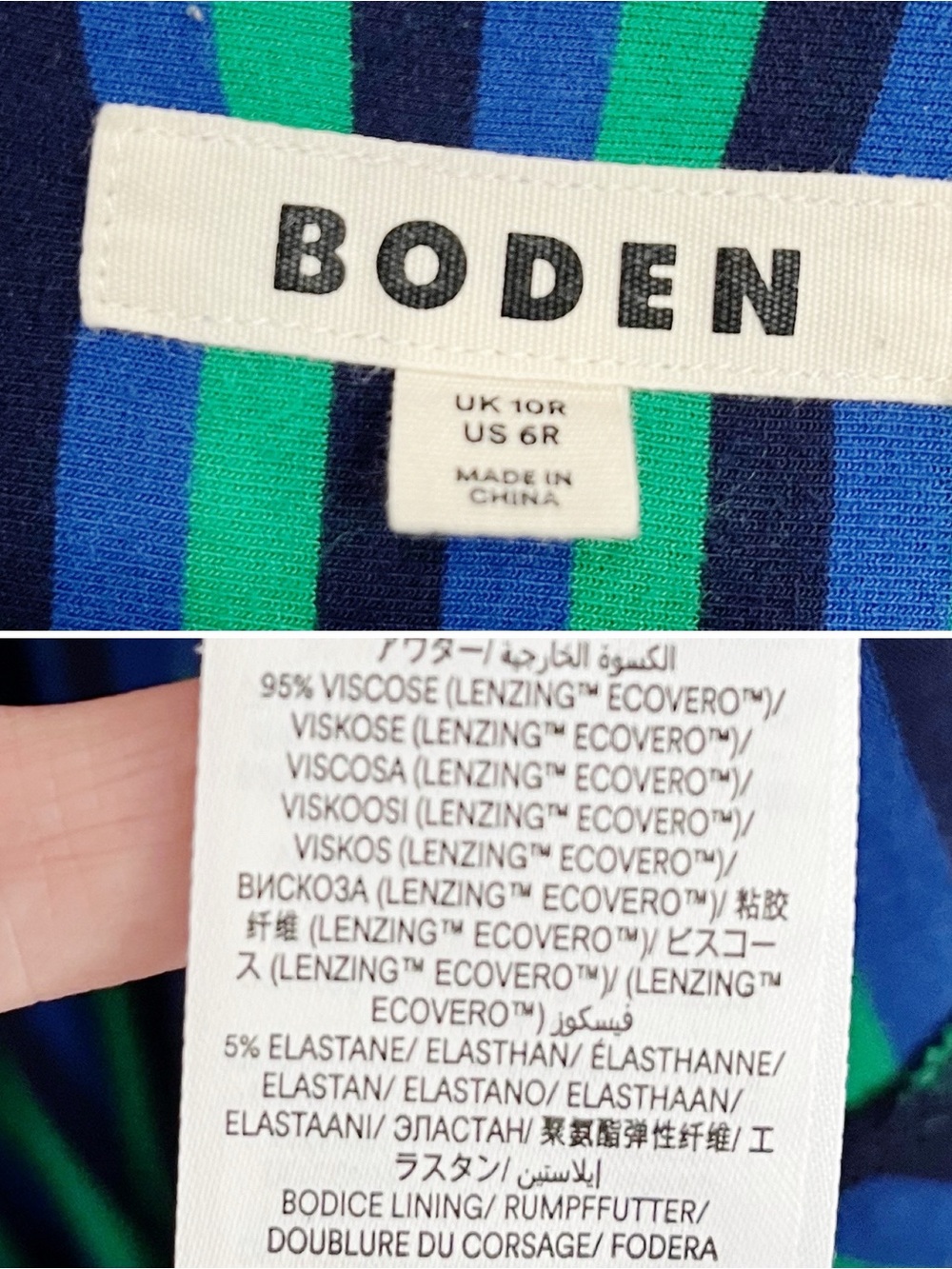 BOGO! Boden Daphne Jersey Maxi Dress Green Blue Stripe Size 6 - Picture 7 of 8